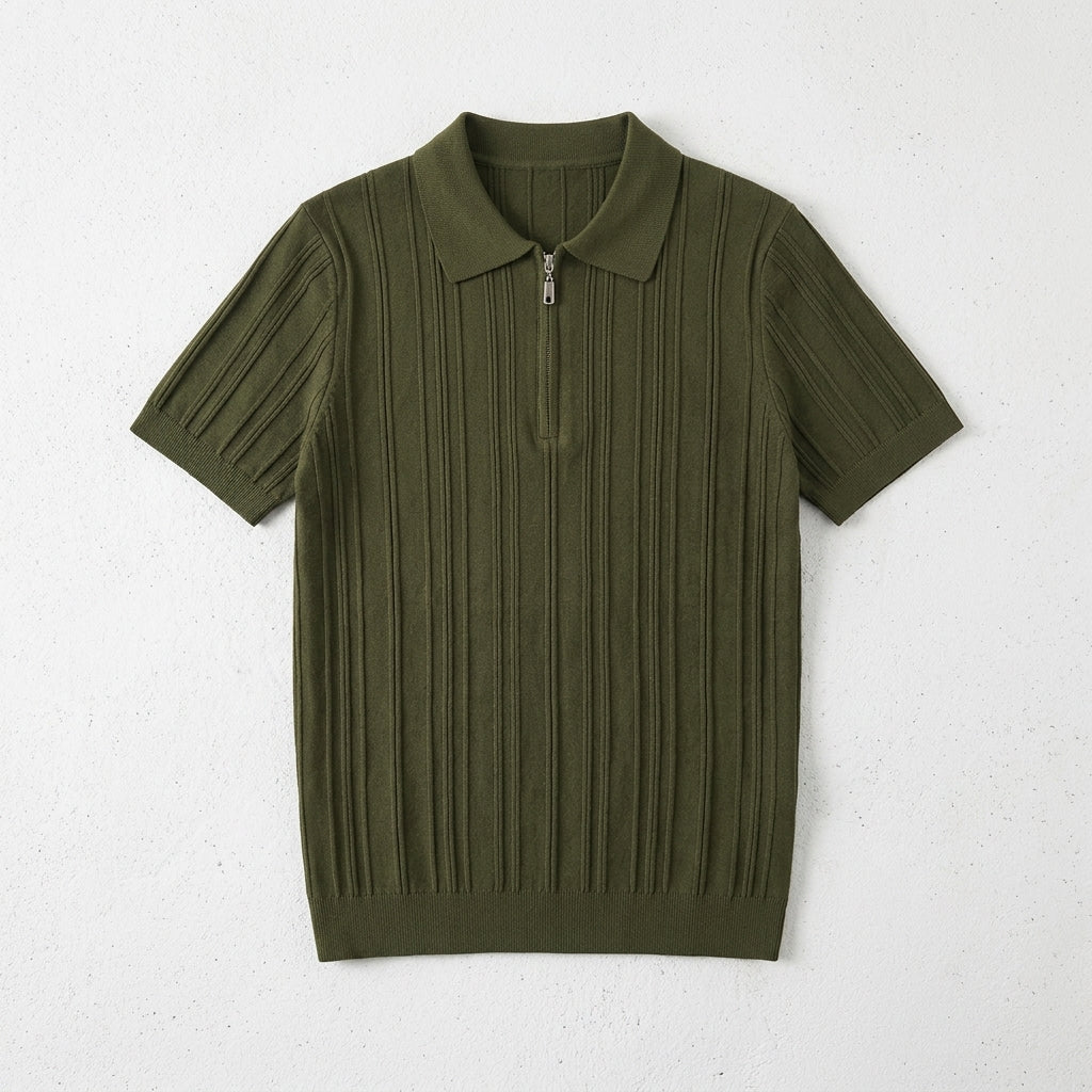 2025 Summer New Zipper Knit Short-Sleeved T-Shirt for Men  Drako™️