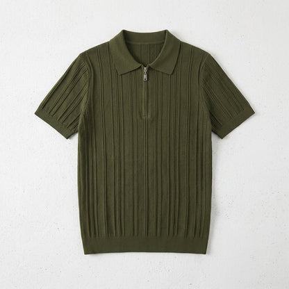 2025 Summer New Zipper Knit Short-Sleeved T-Shirt for Men  Drako™️