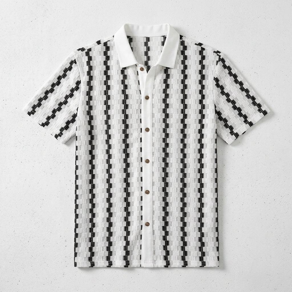 2026 Men's Retro Plaid Knit Short Sleeve Shirt Versatile Casual Top  Drako™️