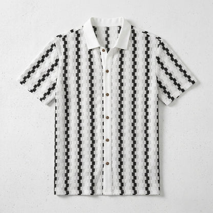 2026 Men's Retro Plaid Knit Short Sleeve Shirt Versatile Casual Top  Drako™️