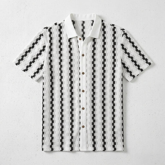 2026 Men's Retro Plaid Knit Short Sleeve Shirt Versatile Casual Top  Drako™️