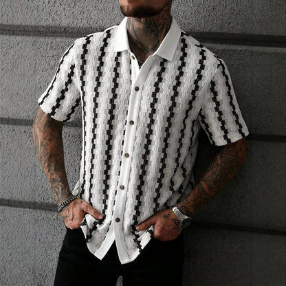 2026 Men's Retro Plaid Knit Short Sleeve Shirt Versatile Casual Top  Drako™️
