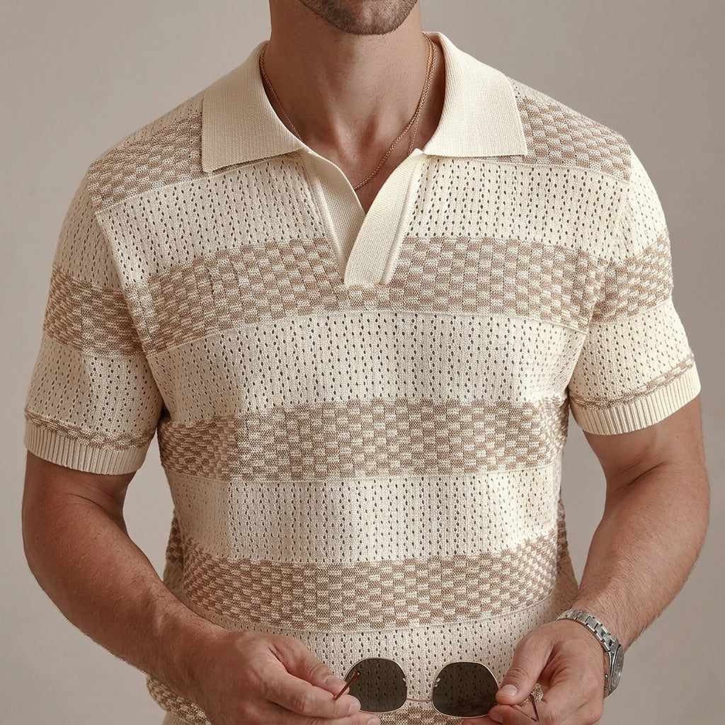 Men's Striped Knitted Polo Shirt  Drako™️