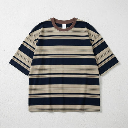 Men's Trendy American Style Color Block Stripe Short Sleeve T-Shirt  Drako™️