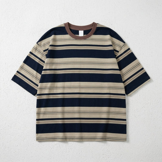 Men's Trendy American Style Color Block Stripe Short Sleeve T-Shirt  Drako™️