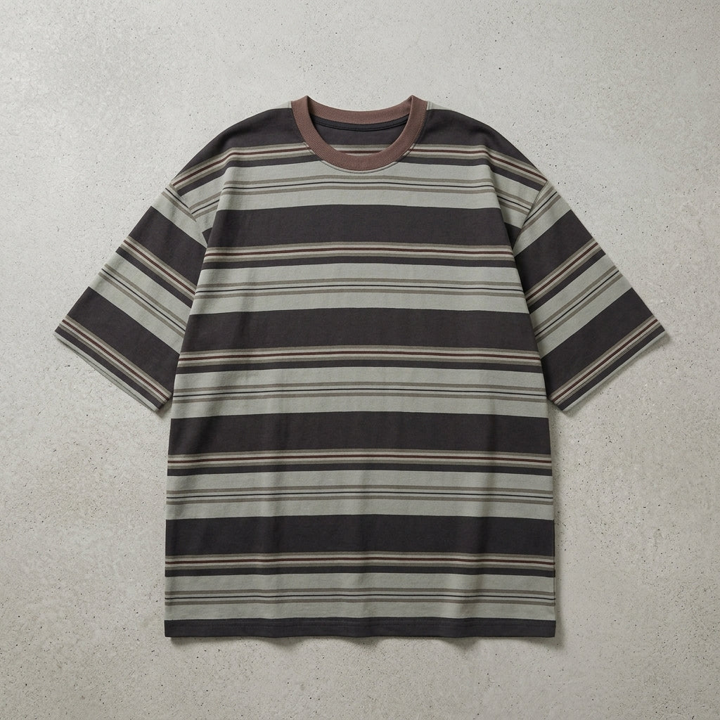 Men's Trendy American Style Color Block Stripe Short Sleeve T-Shirt  Drako™️