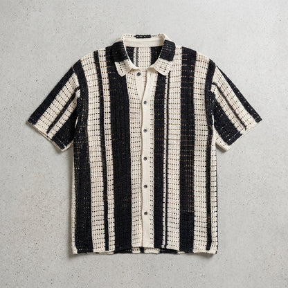 VSCOO Men's Ice Silk Hollow Short Sleeve Cardigan  Drako™️