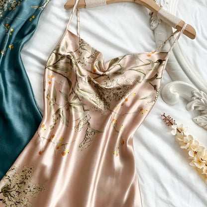 Léa Floral Satin Nightgown  Drako Watches