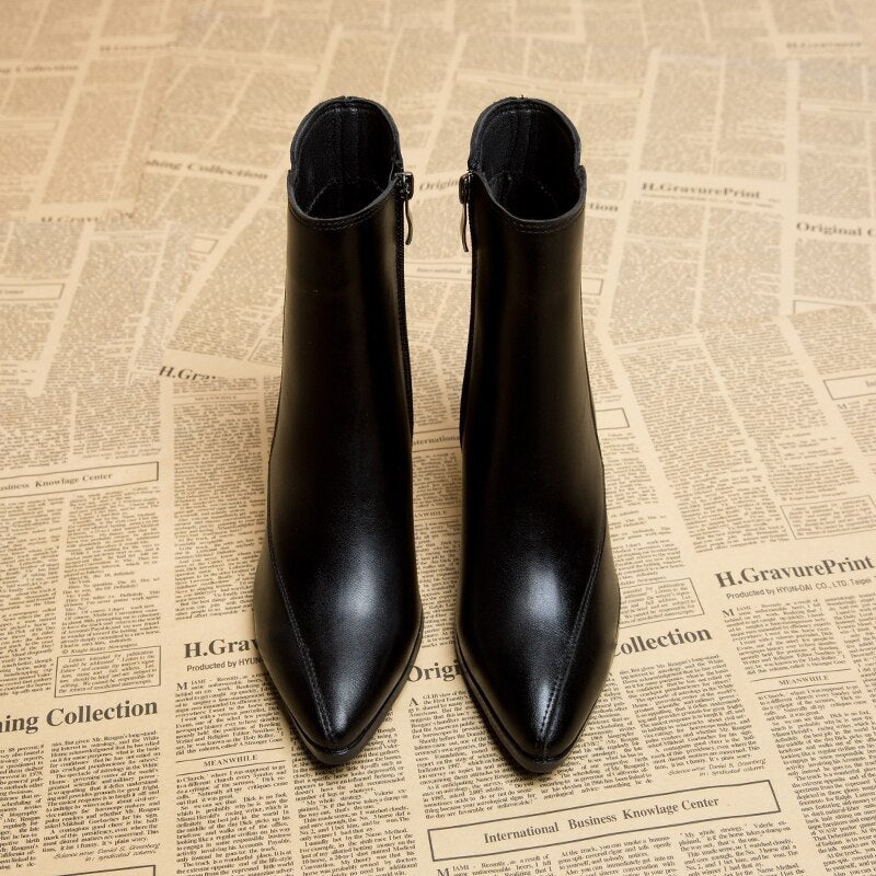Women's Ankle Boots | Pointed Toe & Block Heel | Side Zip Closure | Comfortable Fit  Drako™️