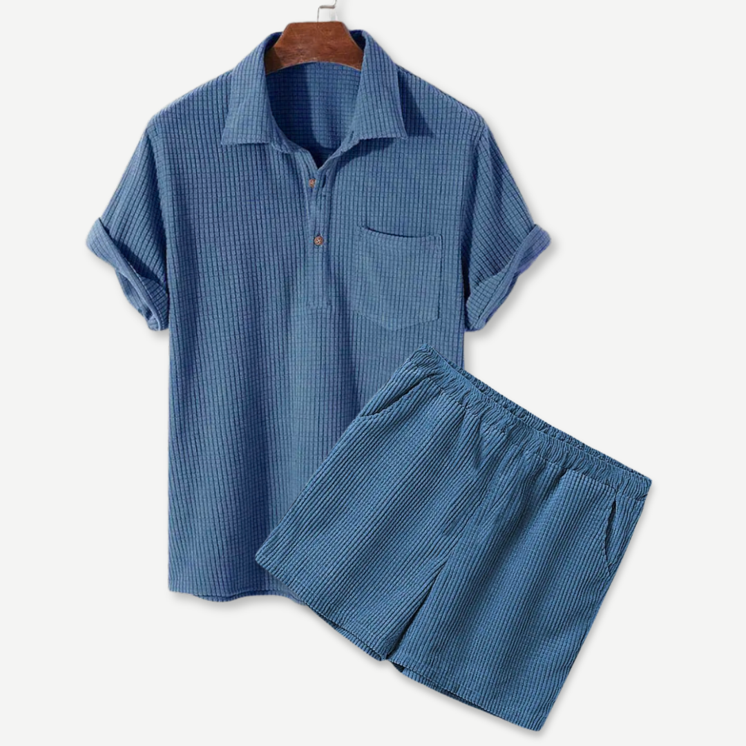 Waffle Polo & Shorts Set  Drako Watches