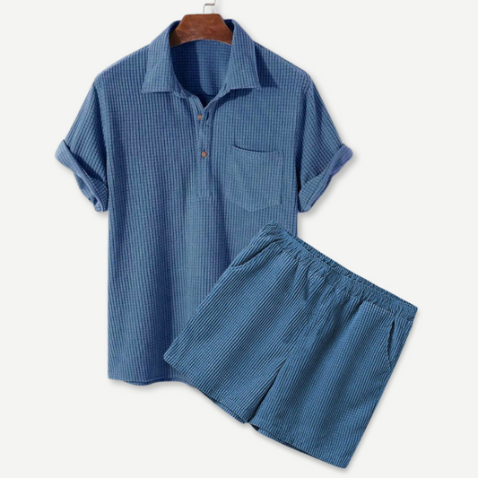 Waffle Polo & Shorts Set  Drako Watches