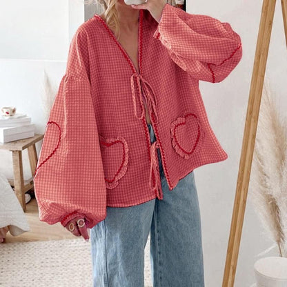Gingham Heart Blouse  Drako™️