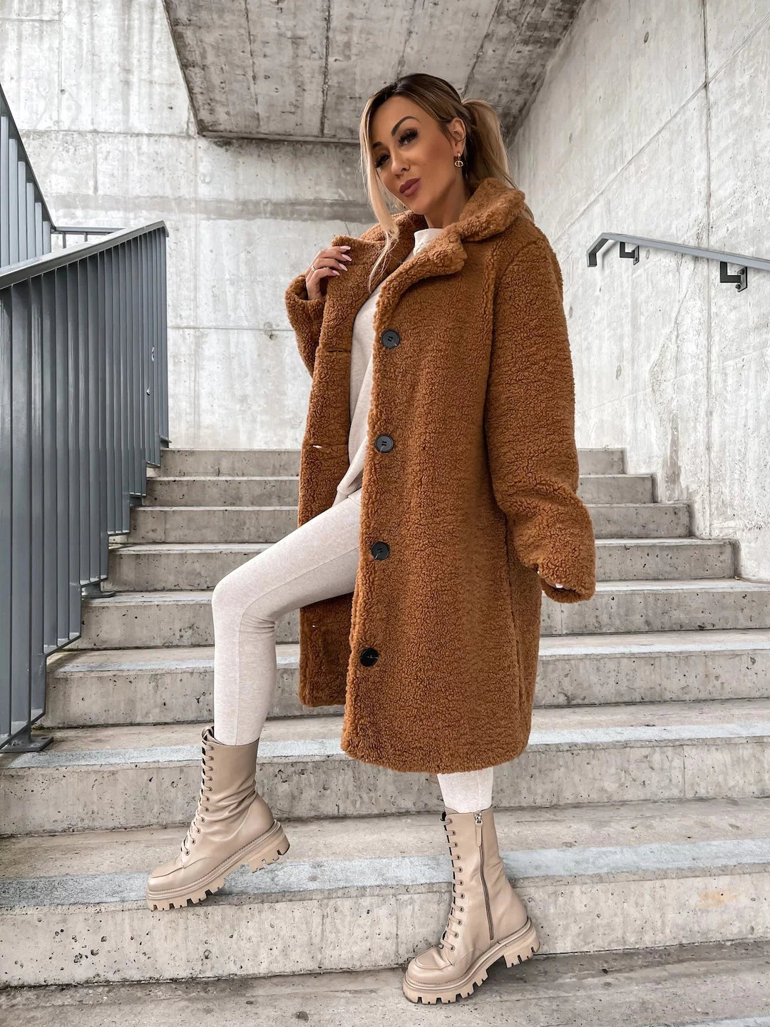 Women’s Wool Winter Coat | Long Modern Fit with Button Closure | Fine Wool Fabric | Warm & Durable Design  Drako™️