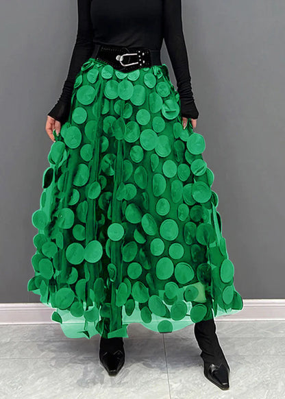 Women’s Midi Skirt | Polka Dot & Tulle Patchwork | Lightweight Breathable Fabric | Comfortable Fit  Drako™️