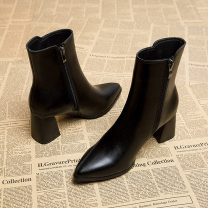 Women's Ankle Boots | Pointed Toe & Block Heel | Side Zip Closure | Comfortable Fit  Drako™️
