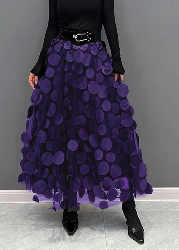 Women’s Midi Skirt | Polka Dot & Tulle Patchwork | Lightweight Breathable Fabric | Comfortable Fit  Drako™️