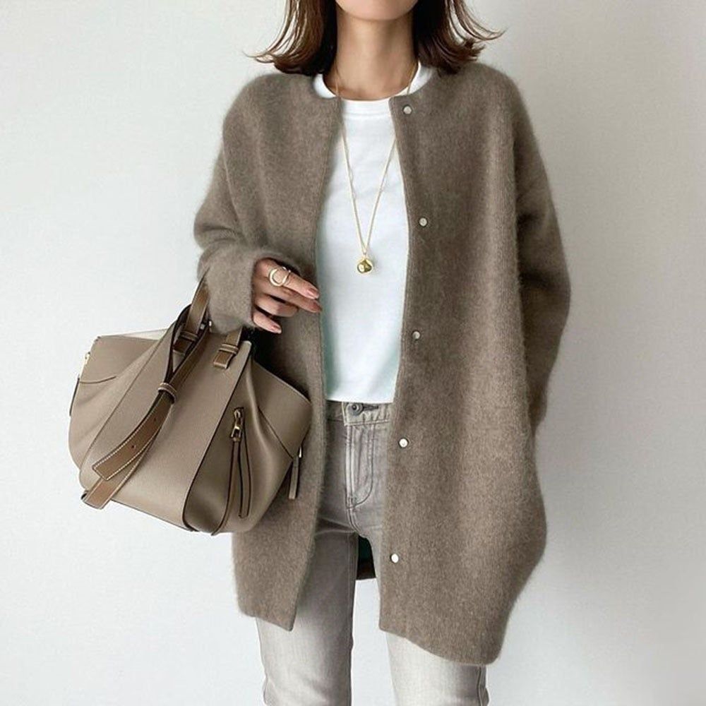 Women's Longline Cardigan | Oversized Relaxed Fit | Plush Knit Polyester | Autumn Winter Layering  Drako™️