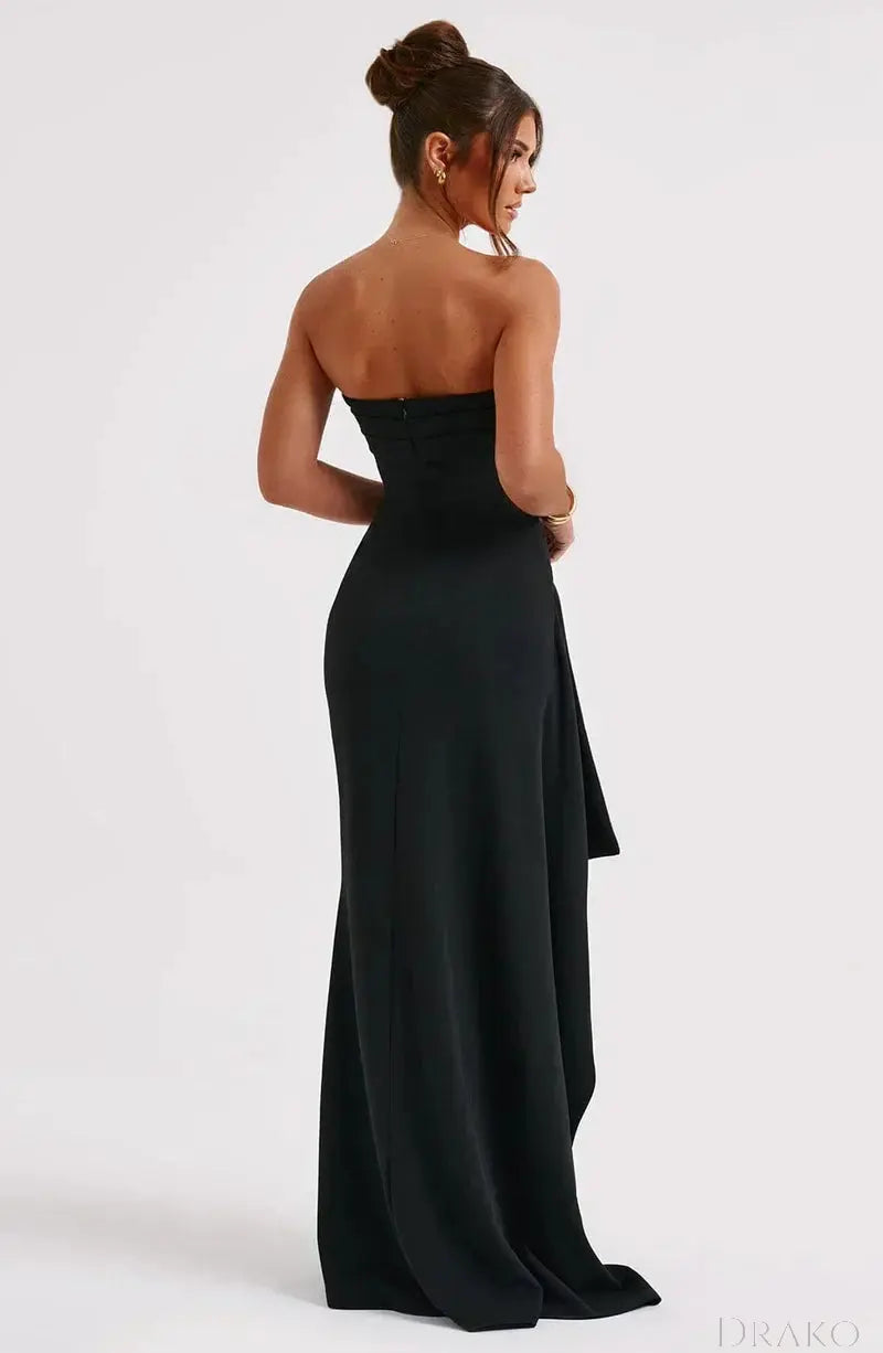 Althea Women’s Strapless Ruched Maxi Dress  Drako Watches