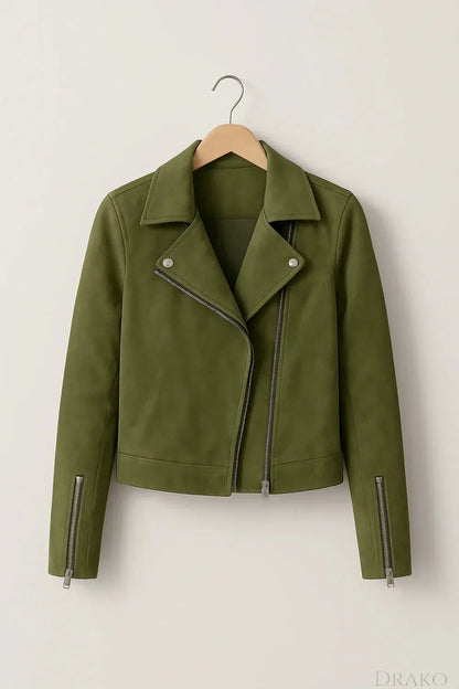 Aria Women’s Zipper Moto Bomber Jacket  Drako Watches