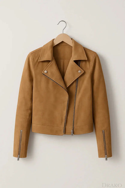Aria Women’s Zipper Moto Bomber Jacket  Drako Watches
