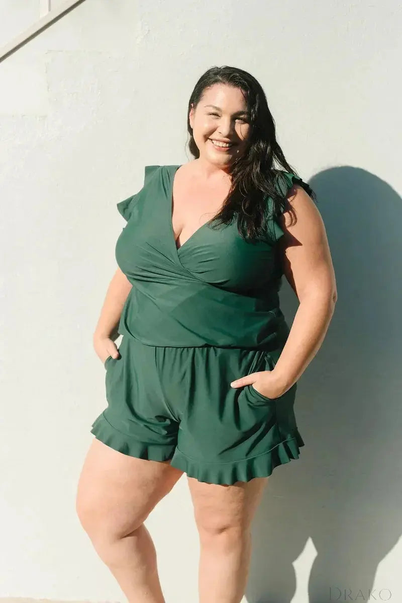 Aurea Women’s Ruffle Detail Romper  Drako Watches