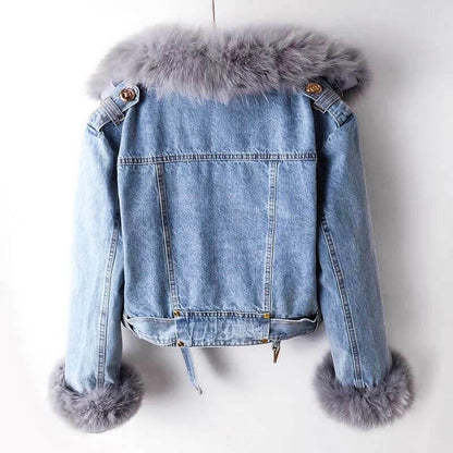 Clara Elegant Denim and Fur Jacket  Drako Watches