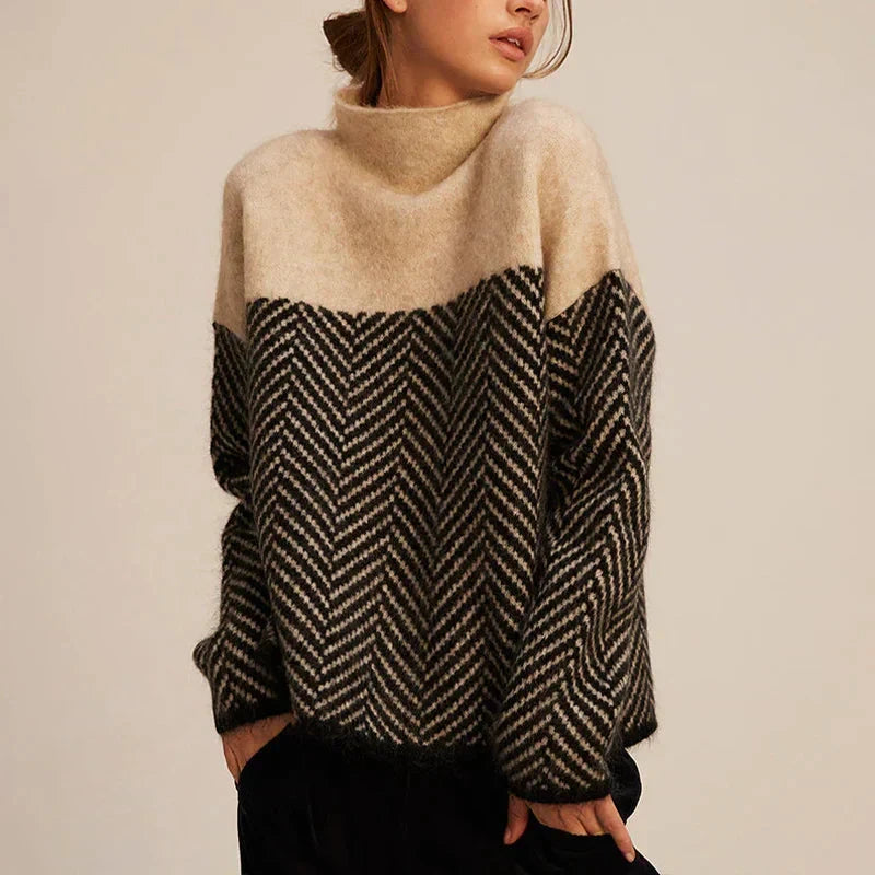 Camille Soft and Structured Chevron Pattern Knit Sweater  Drako Watches