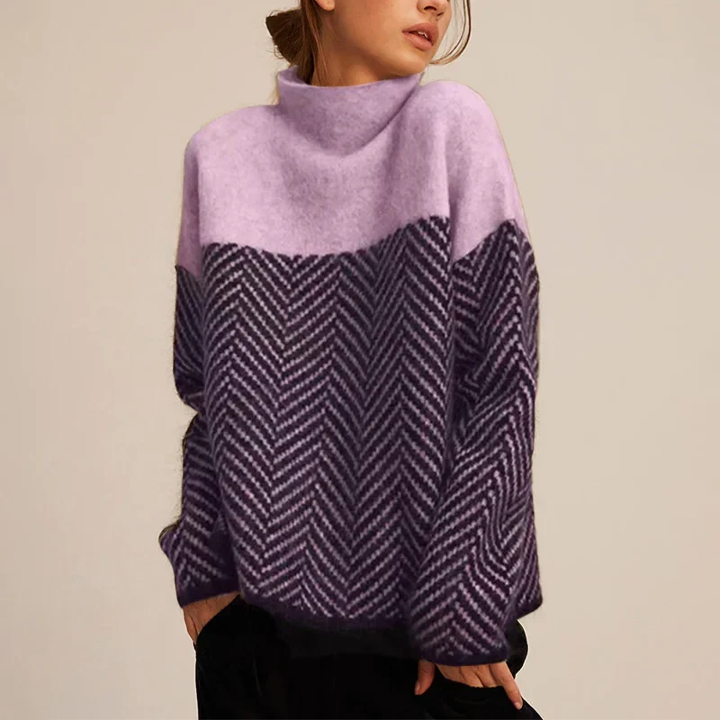 Camille Soft and Structured Chevron Pattern Knit Sweater  Drako Watches