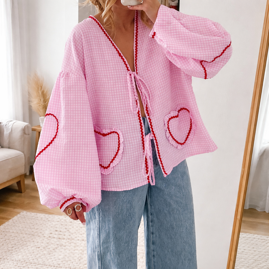 Gingham Heart Blouse  Drako™️