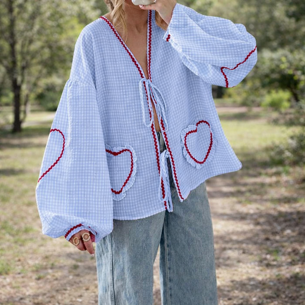Gingham Heart Blouse  Drako™️