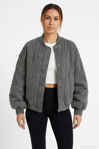 Harper Women’s Quilted Oversized Bomber Jacket  Drako Watches