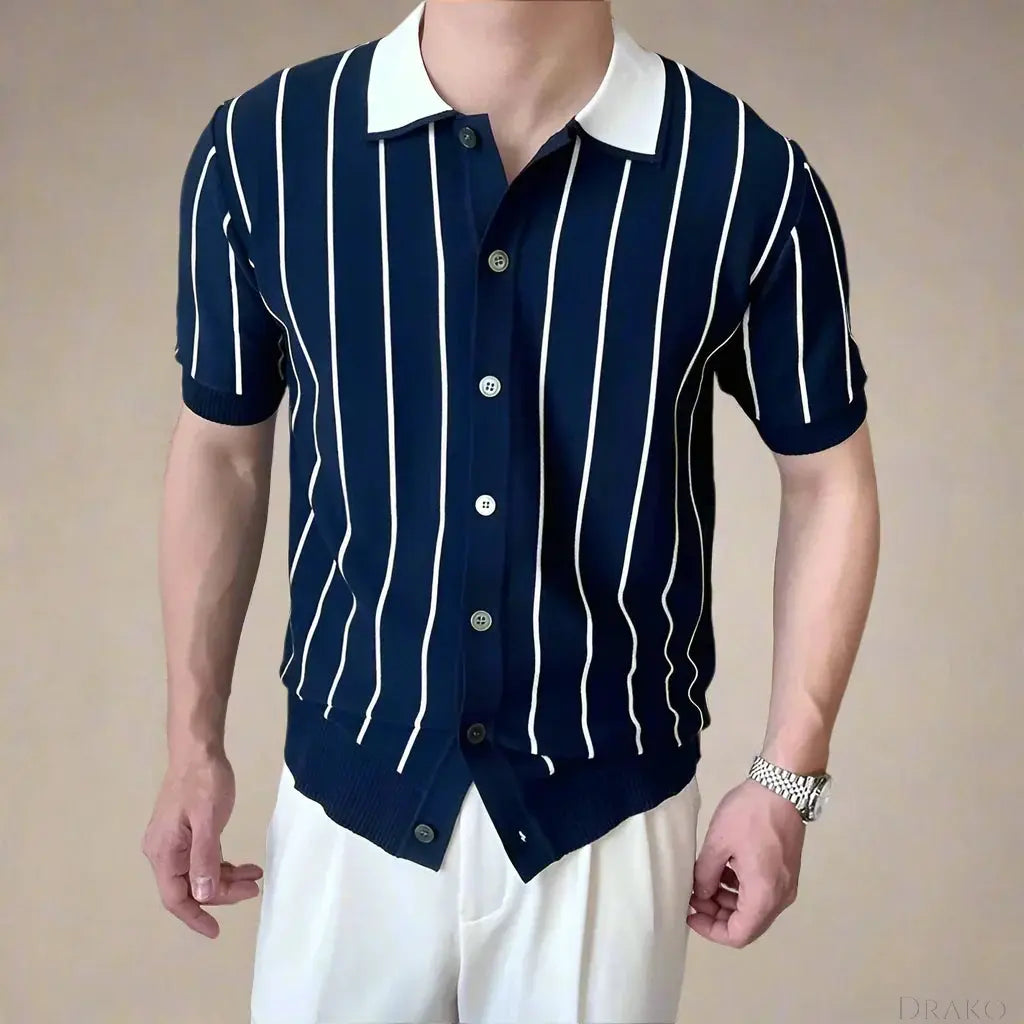 Matteo Striped Knit Polo  Drako Watches