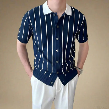 Matteo Striped Knit Polo  Drako Watches
