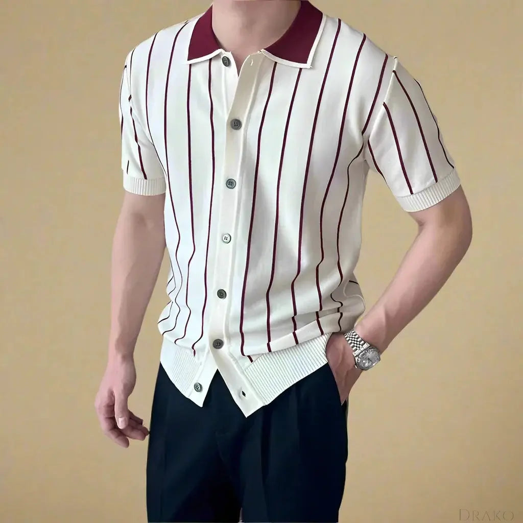 Matteo Striped Knit Polo  Drako Watches