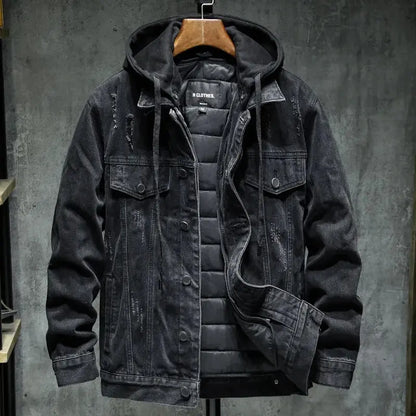 Men’s 2-in-1 Denim Jacket with Removable Inner Layer  Drako Watches Jacket