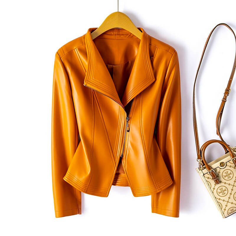 Elegant and structured vegan leather jacket by Sophie  Drako Watches