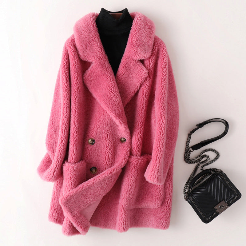 Léa elegant faux fur shearling coat  Drako Watches