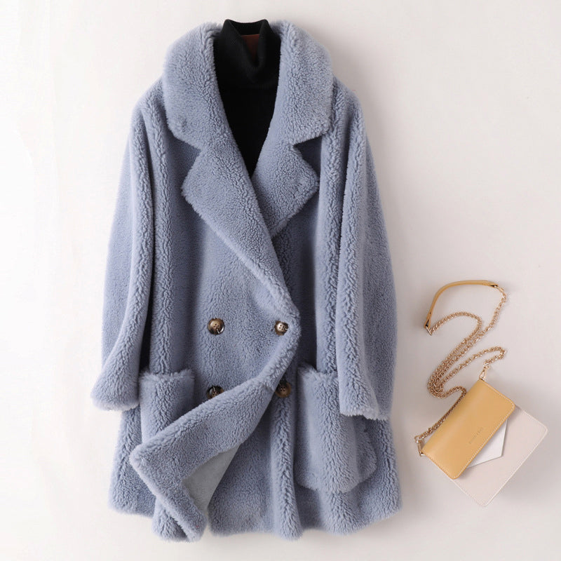 Léa elegant faux fur shearling coat  Drako Watches