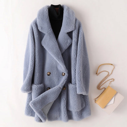 Léa elegant faux fur shearling coat  Drako Watches
