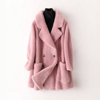 Léa elegant faux fur shearling coat  Drako Watches