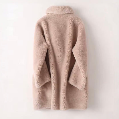Léa elegant faux fur shearling coat  Drako Watches