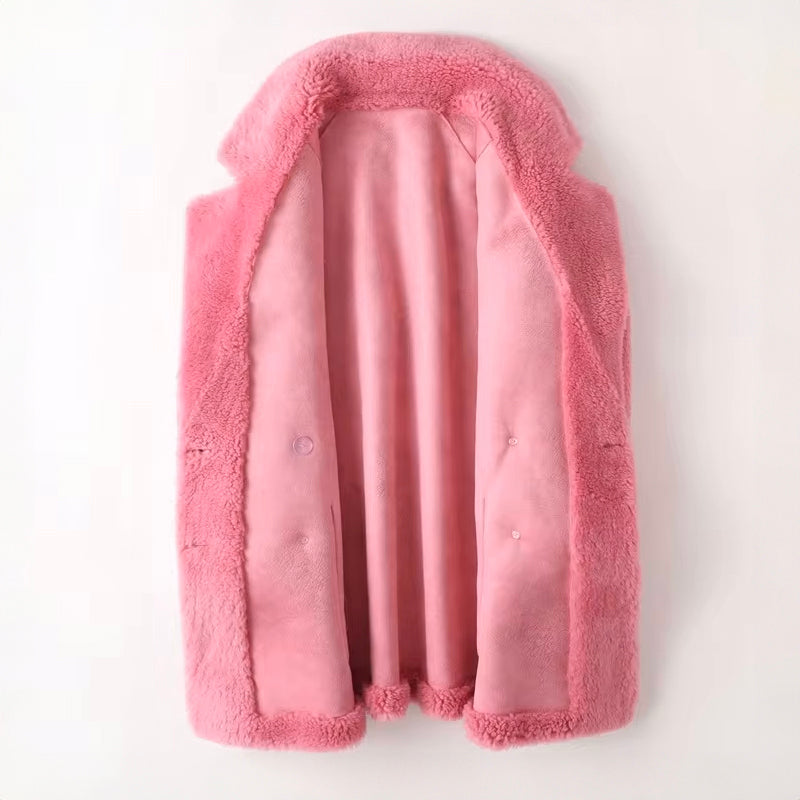 Léa elegant faux fur shearling coat  Drako Watches