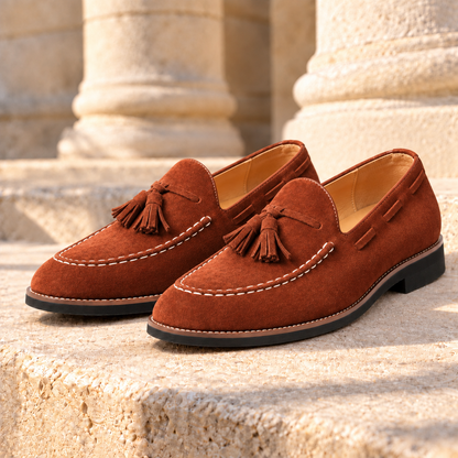 Jack Suede Tassel Loafers - Auburn, full pair