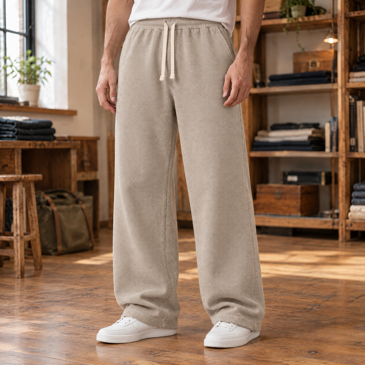 Wyatt Waffle-Knit Wide-Leg Pants  Drako™️ trousers