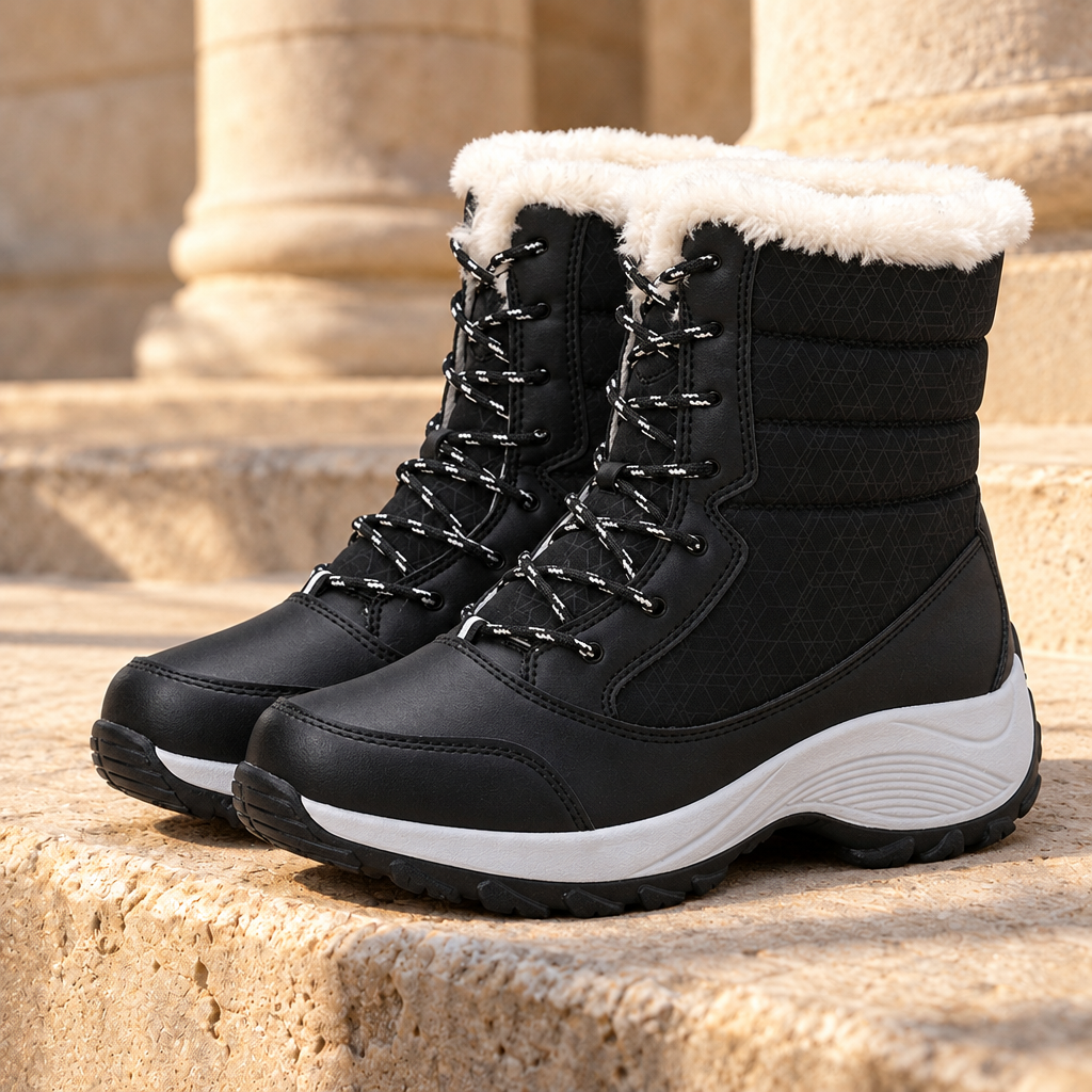 Holly Faux-Fur Lined Snow Boots - Black, full pair