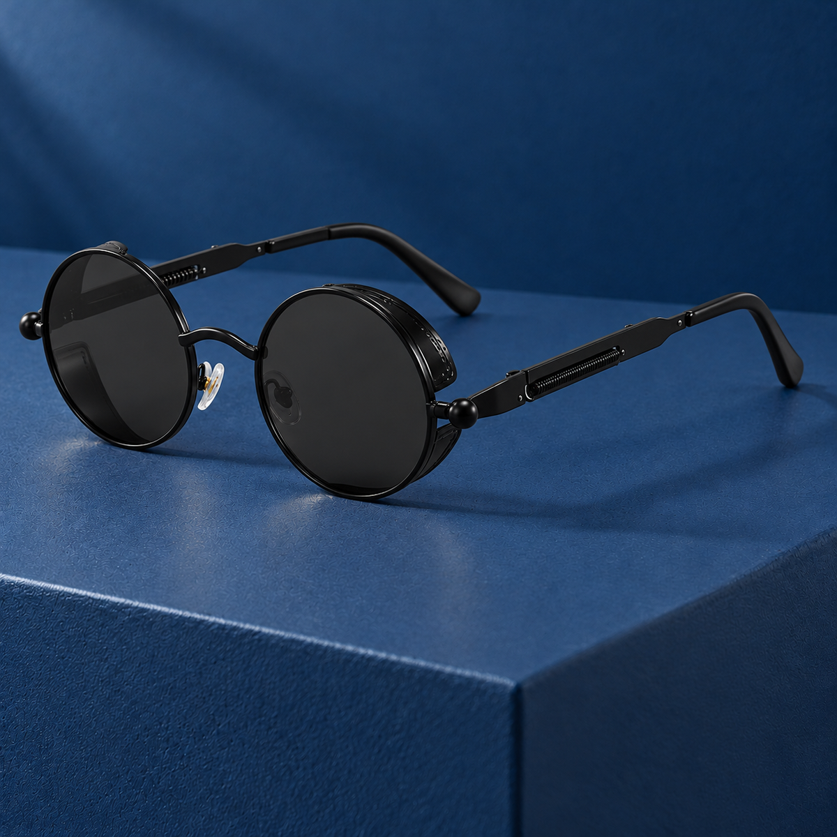 Felix Round Side-Shield Sunglasses - Black/Grey, full frame