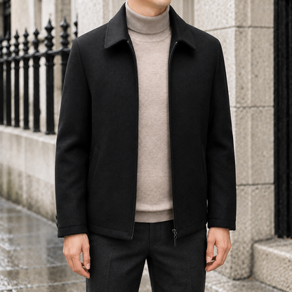 Owen Wool-Blend Zip Jacket - Black, worn, full jacket