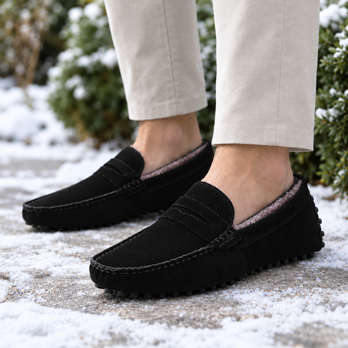Hudson Fleece-Lined Suede Driving Loafers  Drako™️ shoes