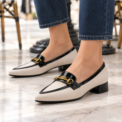 Ella Woven Horsebit Loafers - Black, worn pair