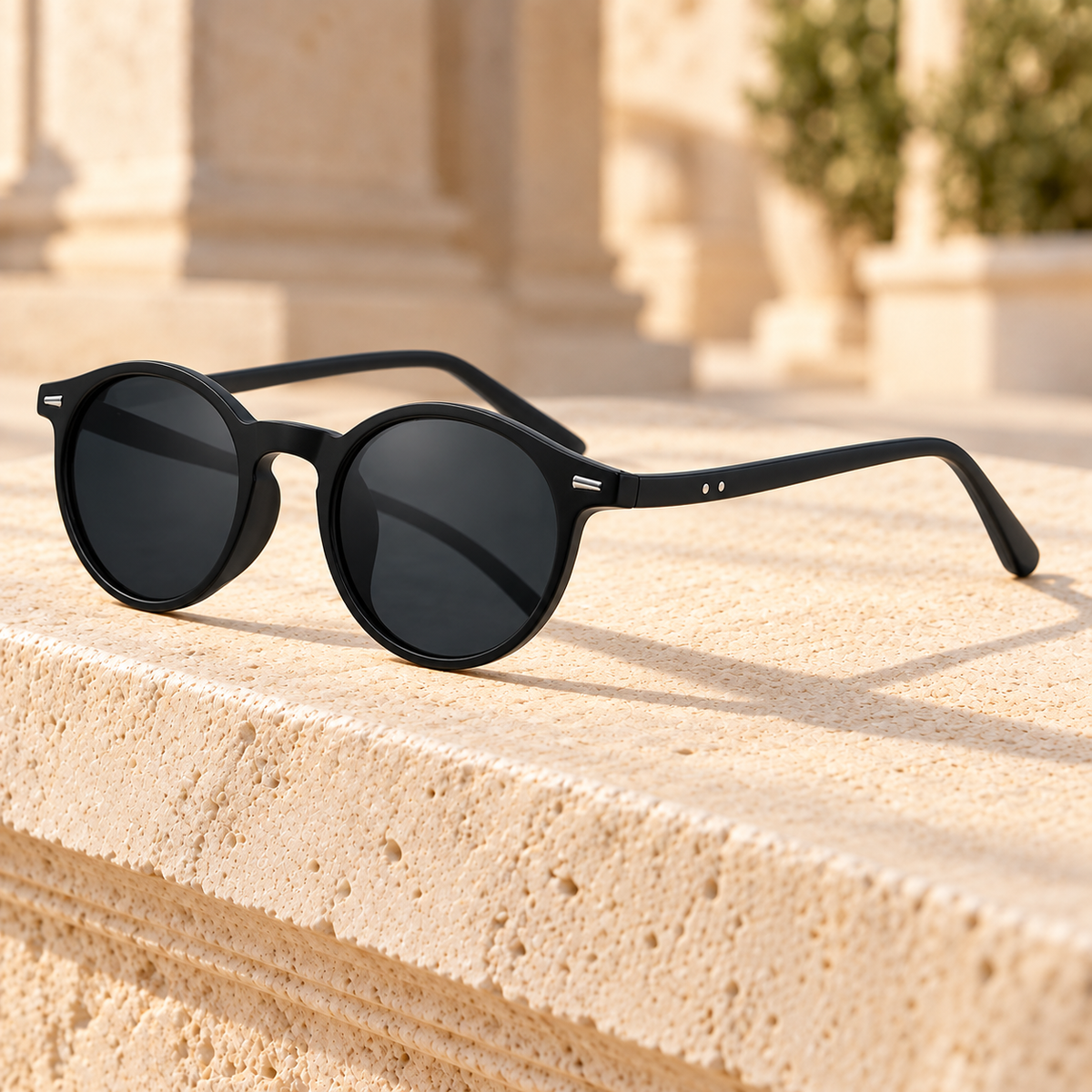 Jordan Round Acetate Sunglasses — Black, full frame